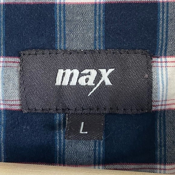 Max Blue  & White Short Sleeve Plaid Button Up Shirt - Picture 2 of 6